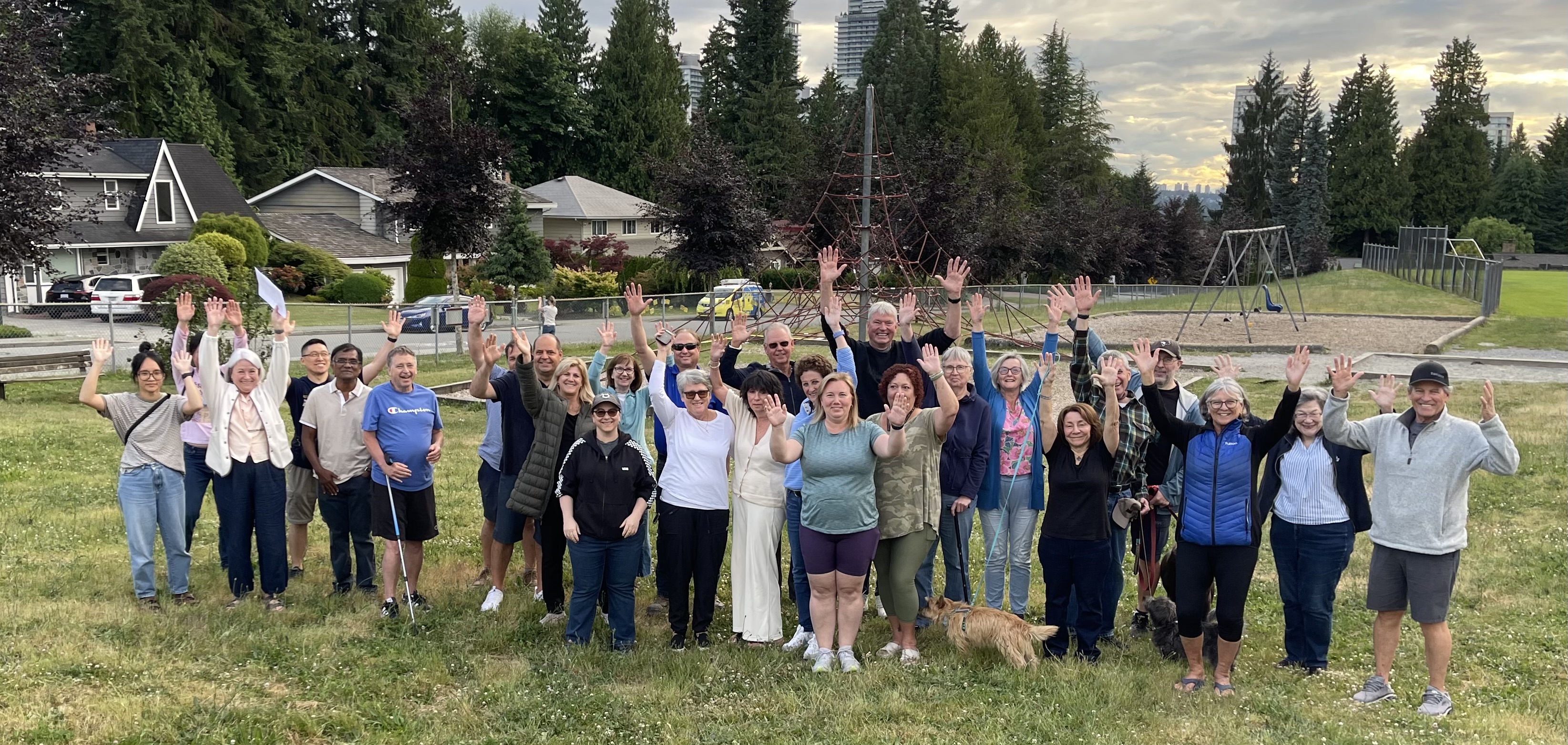 Residents gathering in the neighborhood